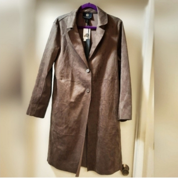 House of Harlow Faux Suede Brown Coat - Picture 1 of 6